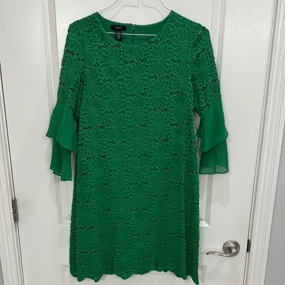 Alfani | Dresses | Alfani Green Mini Dress With Ruffled Bell Sleeves And Aline  Style | Poshmark